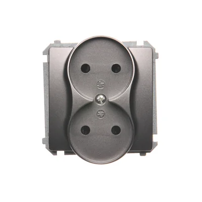 Gniazdo wtyczkowe podwójne (moduł) , 230V, inox metalik