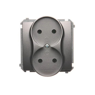 Gniazdo wtyczkowe podwójne (moduł), 230V, inox metalik