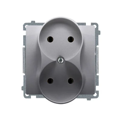 Gniazdo wtyczkowe podwójne (moduł) , 230V, inox metalik