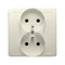 Gniazdo wtyczkowe podwójne z uziemieniem kompletne 230V, beżowe