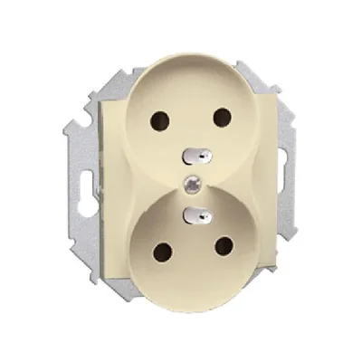 Gniazdo wtyczkowe podwójne z uziemieniem (moduł) 16A 230V beż