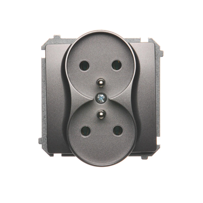 Gniazdo wtyczkowe podwójne z uziemieniem (moduł) 16A 230V inox (metalik)