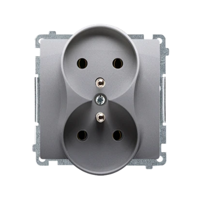 Gniazdo wtyczkowe podwójne z uziemieniem (moduł) 16A 230V inox (metalik)