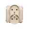 Gniazdo wtyczkowe podwójne z uziemieniem (moduł), 16A, 230V, zaciski śrubowe, beż