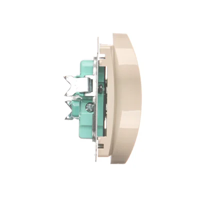 Gniazdo wtyczkowe podwójne z uziemieniem (moduł), 16A, 230V, zaciski śrubowe, beż