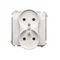 Gniazdo wtyczkowe podwójne z uziemieniem (moduł), z przesłonami torów prądowych, 16A, 230V, zaciski śrubowe, białe
