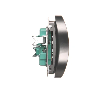 Gniazdo wtyczkowe podwójne z uziemieniem (moduł), z przesłonami torów prądowych, 16A, 230V, zaciski śrubowe, inox (metalik)