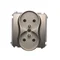Gniazdo wtyczkowe podwójne z uziemieniem (moduł), z przesłonami torów prądowych, 16A, 230V, zaciski śrubowe, satyna (metalik)