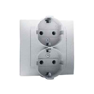 Gniazdo wtyczkowe podwójne z uziemieniem Schuko 16A 230V aluminium (metalik)