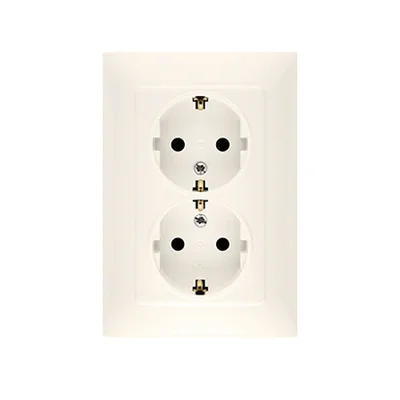 Gniazdo wtyczkowe podwójne z uziemieniem schuko (moduł) 16A 230V kremowe
