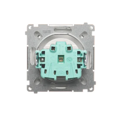 Gniazdo wtyczkowe pojedyncze z uziemieniem (moduł) 16A 250V z przesłonami torów prądowych szybkozłącza białe