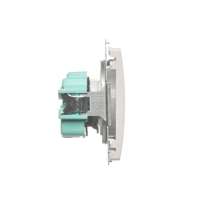 Gniazdo wtyczkowe pojedyncze z uziemieniem (moduł) 16A 250V z przesłonami torów prądowych szybkozłącza białe