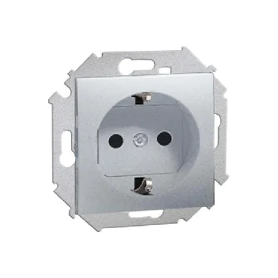 Gniazdo wtyczkowe pojedyncze z uziemieniem Schuko (moduł) 16A 250V aluminium (metalik)