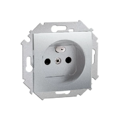 Gniazdo wtyczkowe pojedyncze z uziemieniem z przesłonami torów prądowych (moduł) 16A 230V aluminium (metalik)