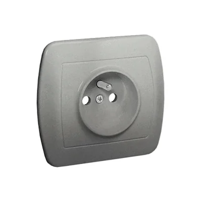 Gniazdo wtyczkowe z uziemieniem, 16A, 250V, zaciski śrubowe, srebrny (metalik)