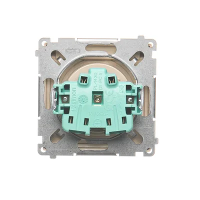 Gniazdo wtyczkowe z uziemieniem, bryzgoszczelne IP44 (moduł), 16A, 250V, zaciski śrubowe. Klapka transparentna , beż