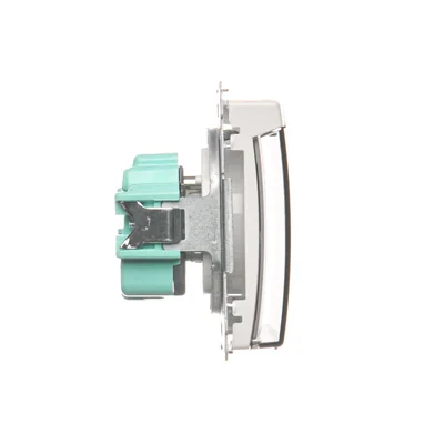 Gniazdo wtyczkowe z uziemieniem bryzgoszczelne IP44 (moduł) 16A 250V zaciski śrubowe. Klapka transparentna  białe