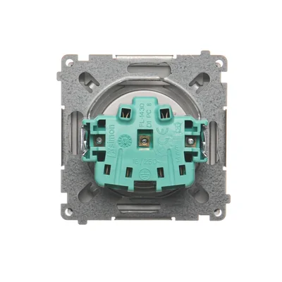 Gniazdo wtyczkowe z uziemieniem, bryzgoszczelne IP44 (moduł), 16A, 250V, zaciski śrubowe. Klapka transparentna , inox (metalik)