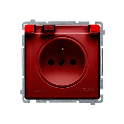 Gniazdo wtyczkowe z uziemieniem, bryzgoszczelne IP44 (moduł), 230V, czerwone