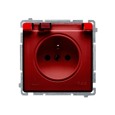 Gniazdo wtyczkowe z uziemieniem, bryzgoszczelne IP44 (moduł), 230V, czerwone