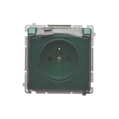 Gniazdo wtyczkowe z uziemieniem, bryzgoszczelne IP44 (moduł), 230V, zielone
