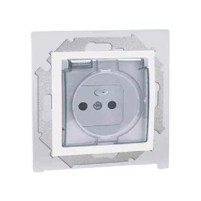 Gniazdo wtyczkowe z uziemieniem do wersji IP44 BEZ USZCZELKI do ramek wielokrotnych (moduł) 16A 230V białe