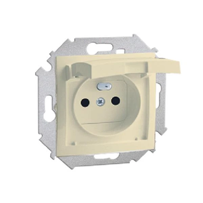 Gniazdo wtyczkowe z uziemieniem do wersji IP44 z uszczelką (moduł) 16A, 250V, zaciski śrubowe, beż