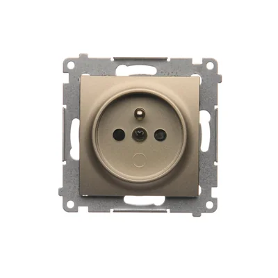 Gniazdo wtyczkowe z uziemieniem i przesłonami (moduł) 16A 250V szybkozłącza złoty (metalik)