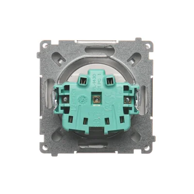 Gniazdo wtyczkowe z uziemieniem (moduł), 16A, 250V, zaciski śrubowe, inox (metalik)