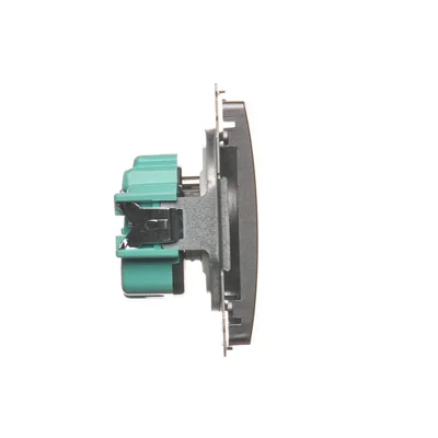 Gniazdo wtyczkowe z uziemieniem (moduł), 16A, 250V, zaciski śrubowe, inox (metalik)