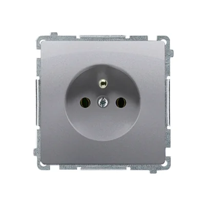 Gniazdo wtyczkowe z uziemieniem (moduł), 16A, 250V, zaciski śrubowe, inox (metalik)
