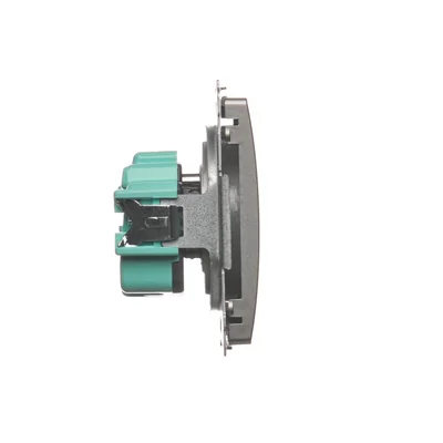 Gniazdo wtyczkowe z uziemieniem (moduł), 16A, 250V, zaciski śrubowe, satyna (metalik)