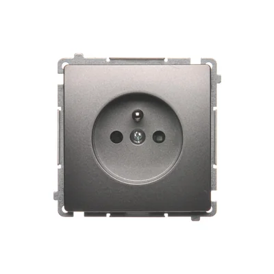 Gniazdo wtyczkowe z uziemieniem (moduł), , 230V, inox metalik