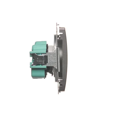 Gniazdo wtyczkowe z uziemieniem (moduł), , 230V, inox metalik