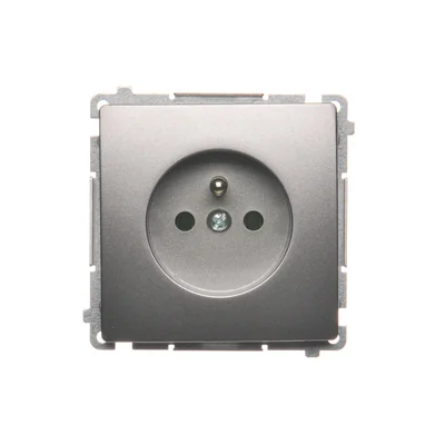 Gniazdo wtyczkowe z uziemieniem (moduł) 230V, szybkozłącza inox metalik