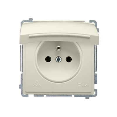 Gniazdo wtyczkowe z uziemieniem (moduł) bryzgoszczelne IP44 16A 250V beż