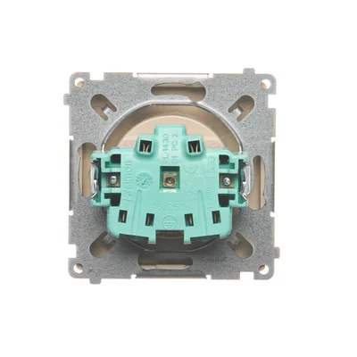 Gniazdo wtyczkowe z uziemieniem (moduł), z przesłonami torów prądowych, 16A, 230V, zaciski śrubowe, beż