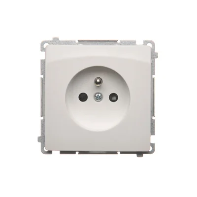 Gniazdo wtyczkowe z uziemieniem (moduł), z przesłonami torów prądowych, 16A, 230V, zaciski śrubowe, białe
