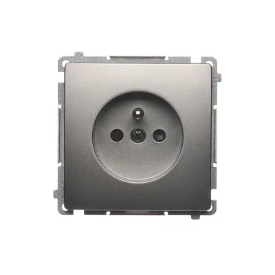 Gniazdo wtyczkowe z uziemieniem (moduł), z przesłonami torów prądowych, 16A, 250V, zaciski śrubowe, satyna (metalik)