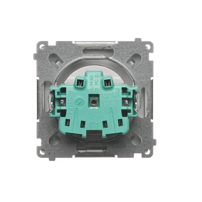 Gniazdo wtyczkowe z uziemieniem (moduł), z przesłonami torów prądowych, 16A, 250V, zaciski śrubowe, satyna (metalik)
