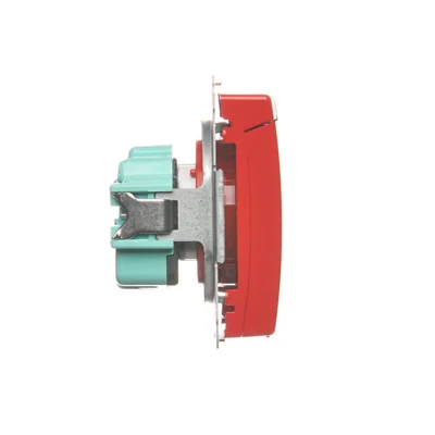 Gniazdo wtyczkowe z uziemieniem (moduł), z przesłonami torów prądowych, bryzgoszczelne IP44, 16A, 250V, zaciski śrubowe, czerwone