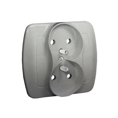 Gniazdo wtyczkowe z uziemieniem podwójne 16A 230V srebrny (metalik)