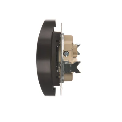 Gniazdo wtyczkowe z uziemieniem podwójne do ramek nature  230V, brąz mat metalik