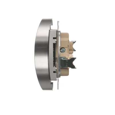 Gniazdo wtyczkowe z uziemieniem podwójne do ramek nature  230V, srebrny metalik