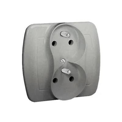 Gniazdo wtyczkowe z uziemieniem podwójne z funkcją niezmienności faz 16A 230V srebrny (metalik)