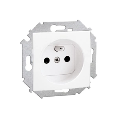 Gniazdo wtyczkowe z uziemieniem pojedyncze (moduł) 230V, białe