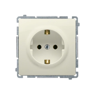 Gniazdo wtyczkowe z uziemieniem Schuko (moduł) 16A 230V beż