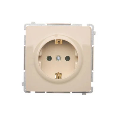 Gniazdo wtyczkowe z uziemieniem Schuko (moduł) 16A 230V beż