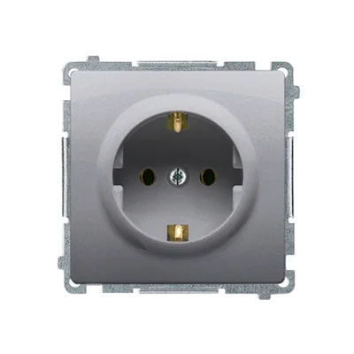 Gniazdo wtyczkowe z uziemieniem Schuko (moduł), 230V, inox metalik