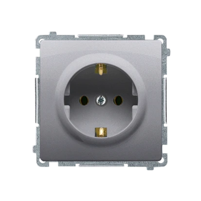 Gniazdo wtyczkowe z uziemieniem Schuko (moduł) , 230V, inox metalik